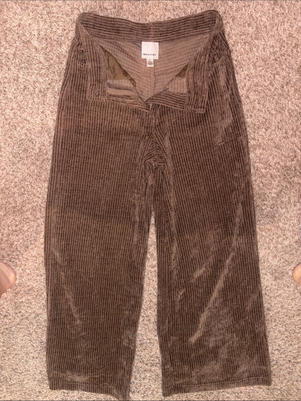 INDUSTRY Brown Wide-Leg Corduroy Pants